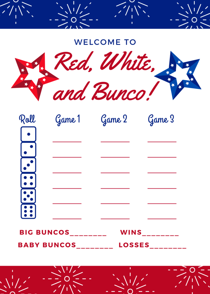 Red, white, and Bunco scorecard