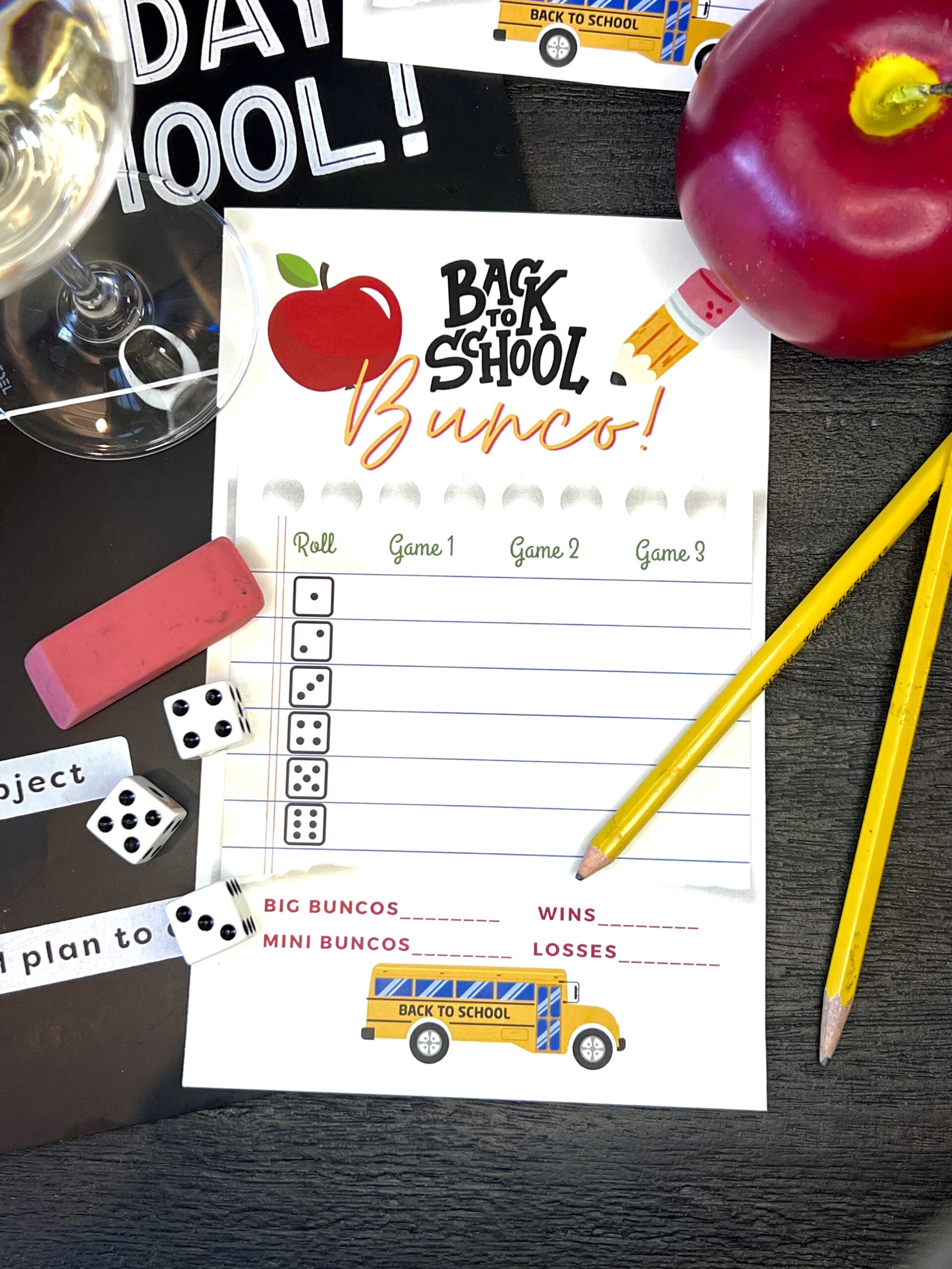 Back to School Bunco theme ideas